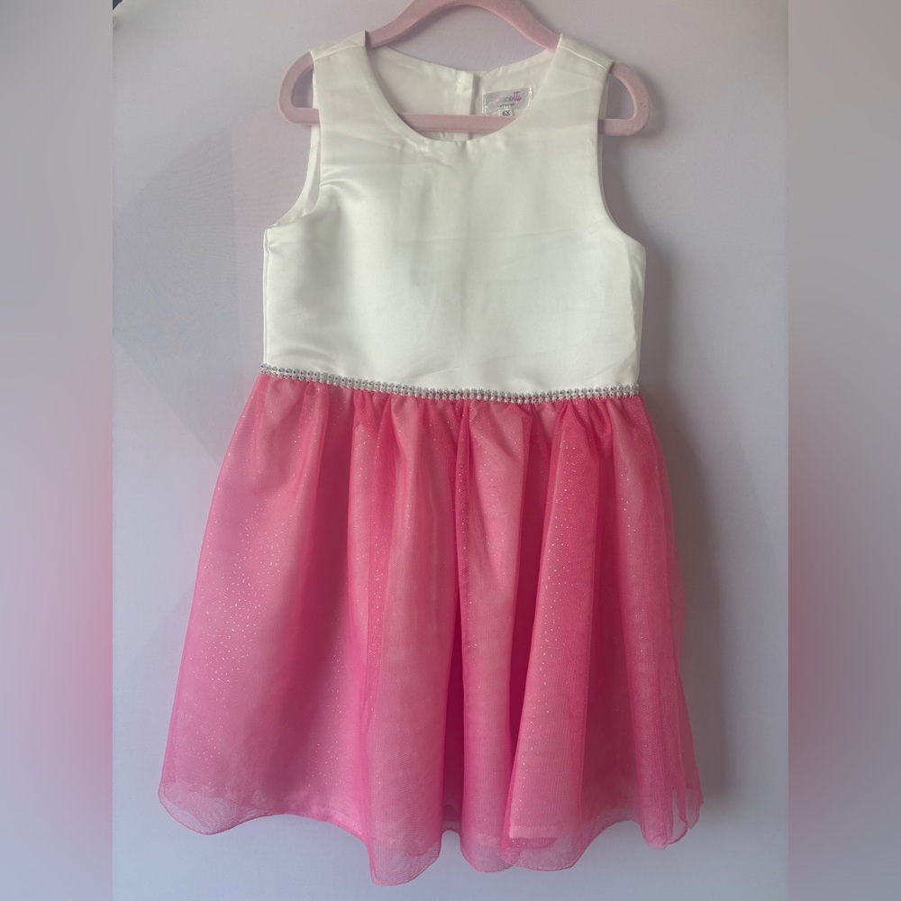 Biscotti Pink and White Formal Kids Dress